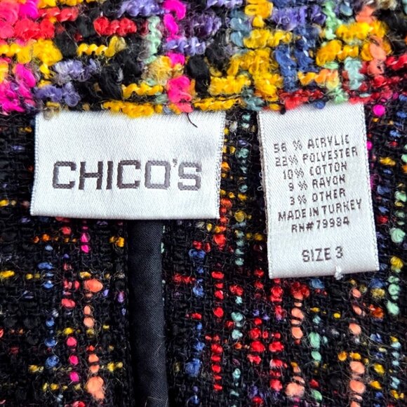 Chicos Multicolor Chenille Tweed Button-Front Jacket Size 16 Bright Warm Classic - Picture 6 of 7